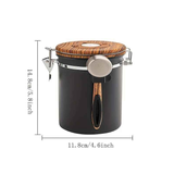 1500ml 304 Stainless Steel Coffee Canister Airtight Coffee Bean Storage Jar with Wood Grain Lid and Scoop