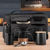 6-Piece Pour Over Coffee Set, Coffee Machine Gift Box, Pour Over Coffee Kettle, Coffee Cup, Coffee Bean Grinder Set.black