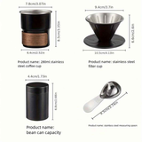 6-Piece Pour Over Coffee Set, Coffee Machine Gift Box, Pour Over Coffee Kettle, Coffee Cup, Coffee Bean Grinder Set.black