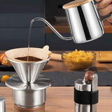 6-Piece Pour Over Coffee Set, Coffee Machine Gift Box, Pour Over Coffee Kettle, Coffee Cup, Coffee Bean Grinder Set.WHITE