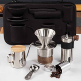 6-Piece Pour Over Coffee Set, Coffee Machine Gift Box, Pour Over Coffee Kettle, Coffee Cup, Coffee Bean Grinder Set.inherent/true qualities