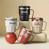 400ml Dual-Drink Coffee Cup: 304 Stainless Steel, Hot/Cold Brew, Switch Between Direct-Sip & Wide-Mouth, Lightweight & Leak-Proof for On-the-Go./BLACK