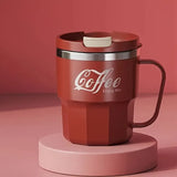 400ml Dual-Drink Coffee Cup: 304 Stainless Steel, Hot/Cold Brew, Switch Between Direct-Sip & Wide-Mouth, Lightweight & Leak-Proof for On-the-Go./BLACK