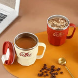 400ml Dual-Drink Coffee Cup: 304 Stainless Steel, Hot/Cold Brew, Switch Between Direct-Sip & Wide-Mouth, Lightweight & Leak-Proof for On-the-Go./WHITE
