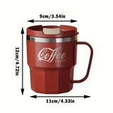 400ml Dual-Drink Coffee Cup: 304 Stainless Steel, Hot/Cold Brew, Switch Between Direct-Sip & Wide-Mouth, Lightweight & Leak-Proof for On-the-Go./WHITE