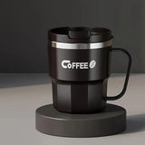 400ml Dual-Drink Coffee Cup: 304 Stainless Steel, Hot/Cold Brew, Switch Between Direct-Sip & Wide-Mouth, Lightweight & Leak-Proof for On-the-Go./WHITE