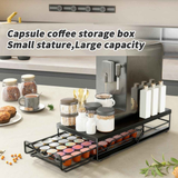 1pc Metal Coffee Capsule Storage Box Drawer Style Dustproof Organizer with Adjustable Grid for Tea Bags Capsules Multifunctional Organizer for Kitchen Office Home