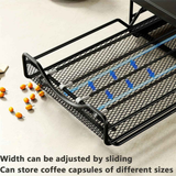 1pc Metal Coffee Capsule Storage Box Drawer Style Dustproof Organizer with Adjustable Grid for Tea Bags Capsules Multifunctional Organizer for Kitchen Office Home