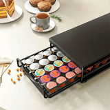 1pc Metal Coffee Capsule Storage Box Drawer Style Dustproof Organizer with Adjustable Grid for Tea Bags Capsules Multifunctional Organizer for Kitchen Office Home