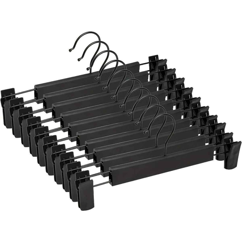 10-Pack Multi-Purpose Adjustable Pant Hangers: Thickened Non-Slip Clips, 360° Rotating Hook, Adjustable Width, Suitable for Organizing and Drying Various Clothes, Towels, and More.