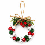 2PCS Mini Christmas Bell Wreath | Red, Green & White Metal Bells, Artificial Pine Branches & Jute Twine Bow, Small & Exquisite Hanging Ornament In Australia - Darrahopens