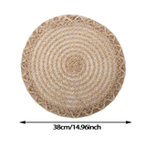 4pcs Nordic Style Round Table Mat, Exquisite Openwork Weave, Polyester Hemp-Like Texture, 38cm Dining Mat, Heat-Resistant and Easy to Care For