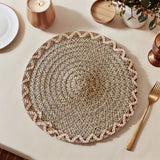 4pcs Nordic Style Round Table Mat, Exquisite Openwork Weave, Polyester Hemp-Like Texture, 38cm Dining Mat, Heat-Resistant and Easy to Care For