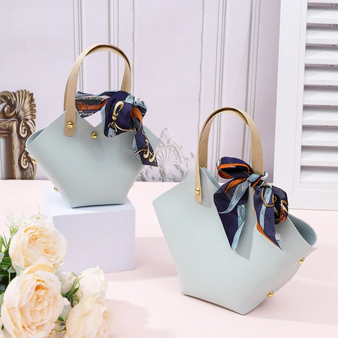 10PCS 🎀 French Luxury Scarf Handbag Gift Box | Mini Cute DIY Party Favor Bag, Top Choice for Wedding Favors & Bridal Showers/baby blue