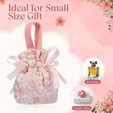 10PCS Pink Jacquard Drawstring Gift Bags – Satin Ribbon Bow with Pearl Pendant, Sweet & Romantic, Perfect for Gifting and Storage Alike.