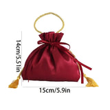 12PCS Red & Gold Drawstring Tassel Tote Bags – Exquisite & Festive, Perfect for Gift Wrapping and Holiday Decorations Alike.