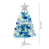 60cm Blue Mini Christmas Tree Set | Includes Star Topper, Letter Sign, Ornament Balls & Snowflake Decorations, Fresh & Dreamy Desktop Holiday Décor (No Lights Version)