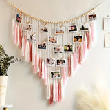 Bohemian Woven Wooden Bead Tassel Photo Wall Hanging: Cotton Handmade Clip-On Tapestry, Warm and Healing Decoration for Bedroom and Living Room In Australia - Darrahopens