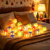 150cm/10-Light Three-Color Gift Box Shaped LED String Light, Battery Box Constant-On Mode, Cozy Home Ambiance Light