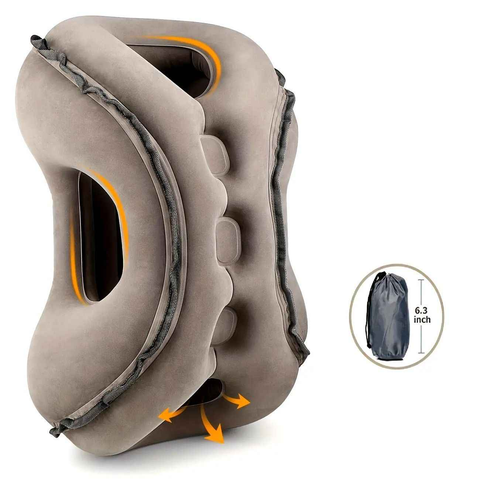 Inflatable Travel Pillow | Multi-Scene Ergonomic Design, 3-Second Inflate/Deflate, Relieves Travel Fatigue.(GREY)