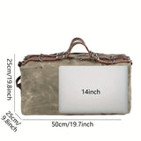 Retro Waxed Canvas Travel Bag, Large Capacity, Waterproof & Wear-Resistant, Crazy Horse Leather Handles, Essential for Outdoor Short Trips, Business & Camping!(khaki)