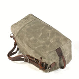Retro Waxed Canvas Travel Bag, Large Capacity, Waterproof & Wear-Resistant, Crazy Horse Leather Handles, Essential for Outdoor Short Trips, Business & Camping!（pitch green）