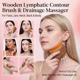 Dual-Sided Lymphatic Massage Brush: Silicone Boosts Circulation, Gua Sha Lifts, Wet & Dry Use, Essential Home Sculpting Tool(Deep wood grain)