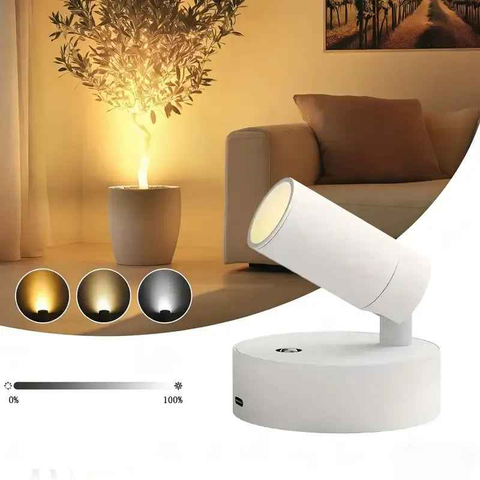 Drill Free Magnetic Charging Spotlight, 2000mAh Long Battery Life Touch Dimming, 350 Degree Rotation Multi Scene, Easily Create Home Ambiance/white