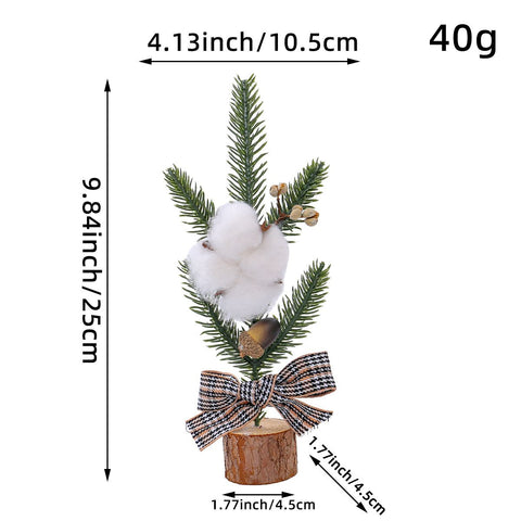 Desktop Mini Christmas Tree 25cm, Cotton Style Christmas Window Potted Decoration