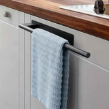 Stainless steel drill-free towel bar, rust-proof and durable, strong adhesive installation, super convenient for hanging towels in bathroom and kitchen../black In Australia - Darrahopens