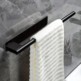 Stainless steel drill-free towel bar, rust-proof and durable, strong adhesive installation, super convenient for hanging towels in bathroom and kitchen../black