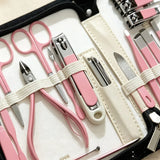 34-Piece Manicure Set: Sharp and Durable Stainless Steel Tools, All-in-One Hand, Foot, and Face Care, Portable Zippered Pouch, a Must-Have Exquisite Grooming Essential for Home and Travel!/pink