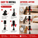 Cat Boxing Toy – Suction Cup Stays Secure, Height Adjustable, Unleash Natural Instincts for Happy Exercise Every Day.