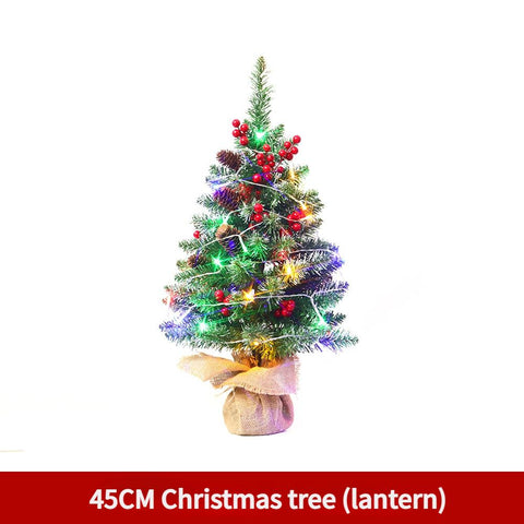 Mini Christmas Tree 45cm, Natural Pinecone Log Base Tabletop Decoration (Colorful Light Version)