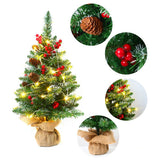 Mini Christmas Tree 45cm, Natural Pinecone Log Base Tabletop Decoration (Colorful Light Version)