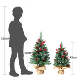 Mini Christmas Tree 45cm, Natural Pinecone Log Base Tabletop Decoration (Colorful Light Version)