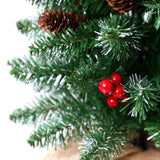 Mini Christmas Tree 45cm, Natural Pinecone Log Base Tabletop Decoration (Colorful Light Version)