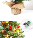 Mini Christmas Tree 45cm, Natural Pinecone Log Base Tabletop Decoration (Colorful Light Version)