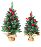 Mini Christmas Tree 45cm, Natural Pinecone Log Base Tabletop Decoration (Colorful Light Version)
