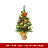 Mini Christmas Tree 45cm, Natural Pinecone Log Base Tabletop Decoration (Colorful Light Version)
