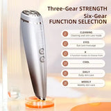 6-in-1 Beauty Device with Hot & Cold Therapy, Red/Blue Light, 3 Intensity Levels & Magnetic Dock. Deep cleansing & firming for daily skincare../Gradient color