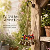 Handmade Bohemian Wind Chime, featuring jute rope with brass bells and colorful wooden beads, rings melodiously in the gentle breeze, adding natural romance to your home. In Australia - Darrahopens