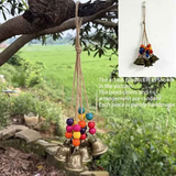 Handmade Bohemian Wind Chime, featuring jute rope with brass bells and colorful wooden beads, rings melodiously in the gentle breeze, adding natural romance to your home. In Australia - Darrahopens