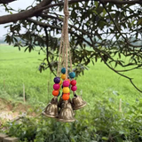 Handmade Bohemian Wind Chime, featuring jute rope with brass bells and colorful wooden beads, rings melodiously in the gentle breeze, adding natural romance to your home. In Australia - Darrahopens