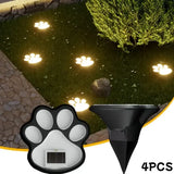 4PCS Dog Paw Solar Ground Light: Realistic paw print design, solar powered, auto on at night. Add warmth and charm to your garden pathway./white light