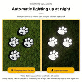 4PCS Dog Paw Solar Ground Light: Realistic paw print design, solar powered, auto on at night. Add warmth and charm to your garden pathway./white light
