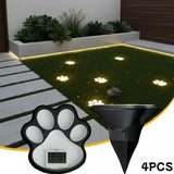 4PCS Dog Paw Solar Ground Light: Realistic paw print design, solar powered, auto on at night. Add warmth and charm to your garden pathway./white light