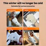 WHITE Cat Paw Fingerless Electric Heating Gloves, 3 adjustable heating levels, washable, 2000mAh battery, fluffy and warm, perfect for study and entertainment, ideal gift for birthdays and Christmas.