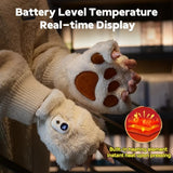 WHITE Cat Paw Fingerless Electric Heating Gloves, 3 adjustable heating levels, washable, 2000mAh battery, fluffy and warm, perfect for study and entertainment, ideal gift for birthdays and Christmas.