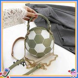 Soccer Theme Ladies Handbag, PU Material, Hand Carry Shoulder Crossbody Three Ways, Daily Outing Versatile Fashion(green)